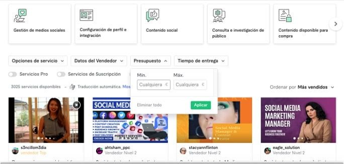 fiverr presupuesto